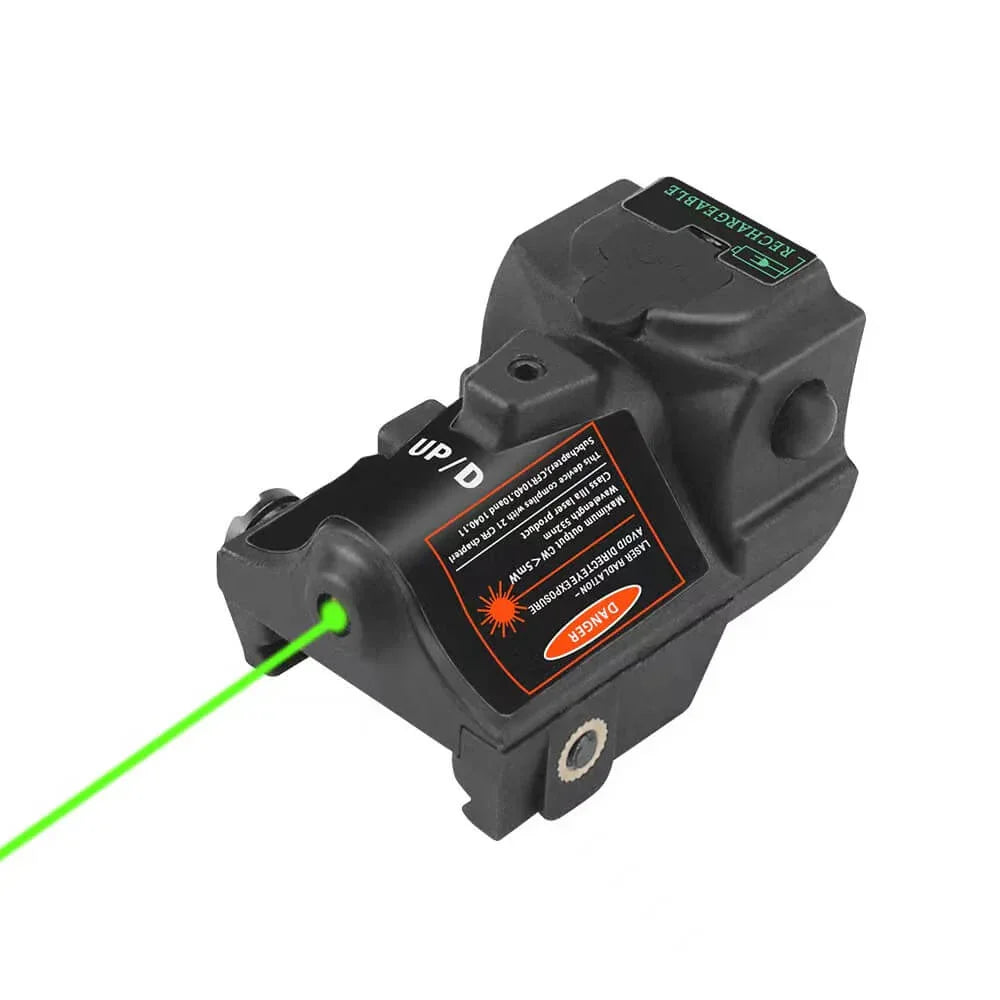 USB Rechargeable Mini Laser With Adjustable Rail Adapts to 20-23mm Rails