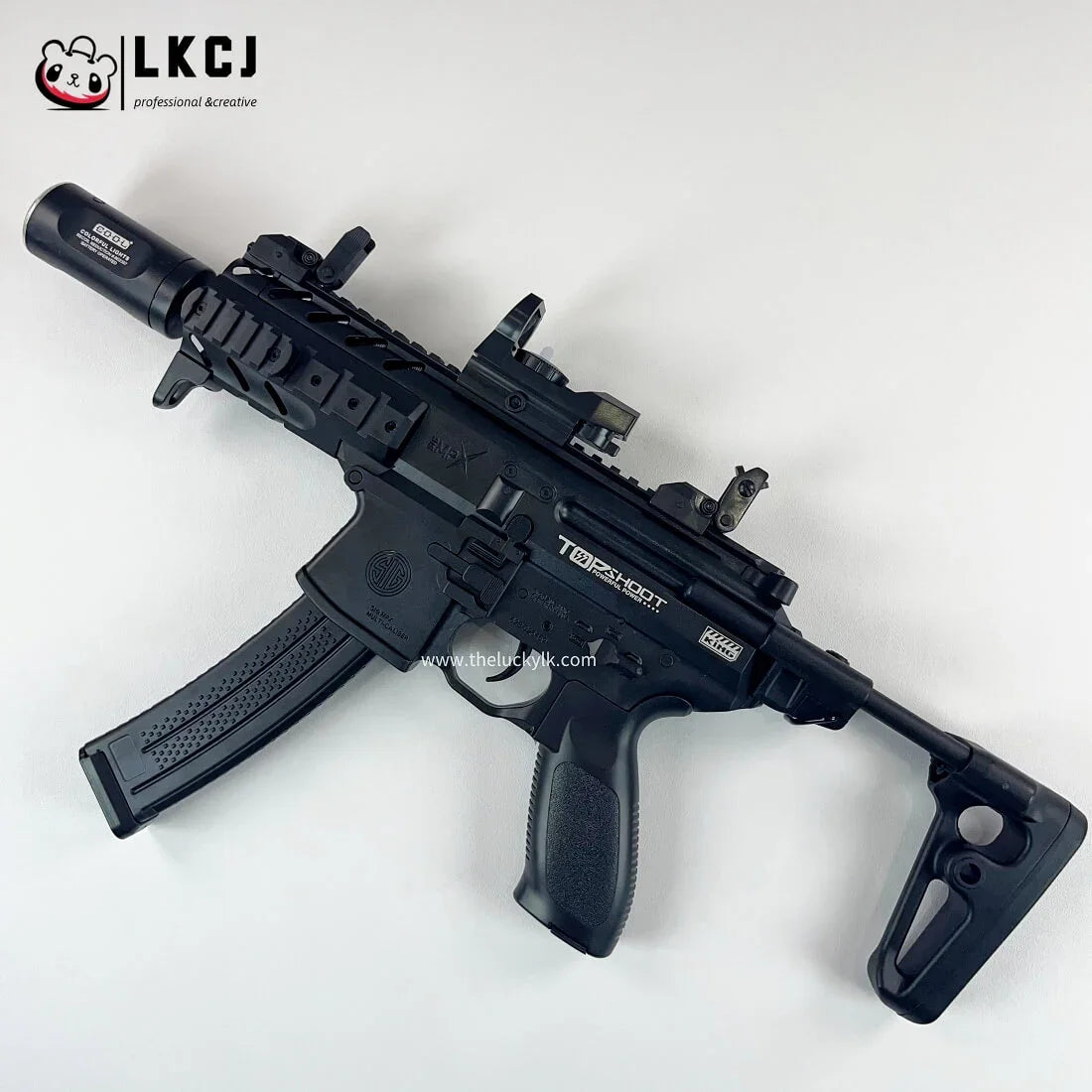 Exquisite Engraving Mpx Gel Blaster High Rate of Fire Smooth Shooting With 7 Colors of Lighted Silencer