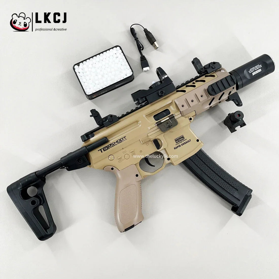 Exquisite Engraving Mpx Gel Blaster High Rate of Fire Smooth Shooting With 7 Colors of Lighted Silencer LKCJ