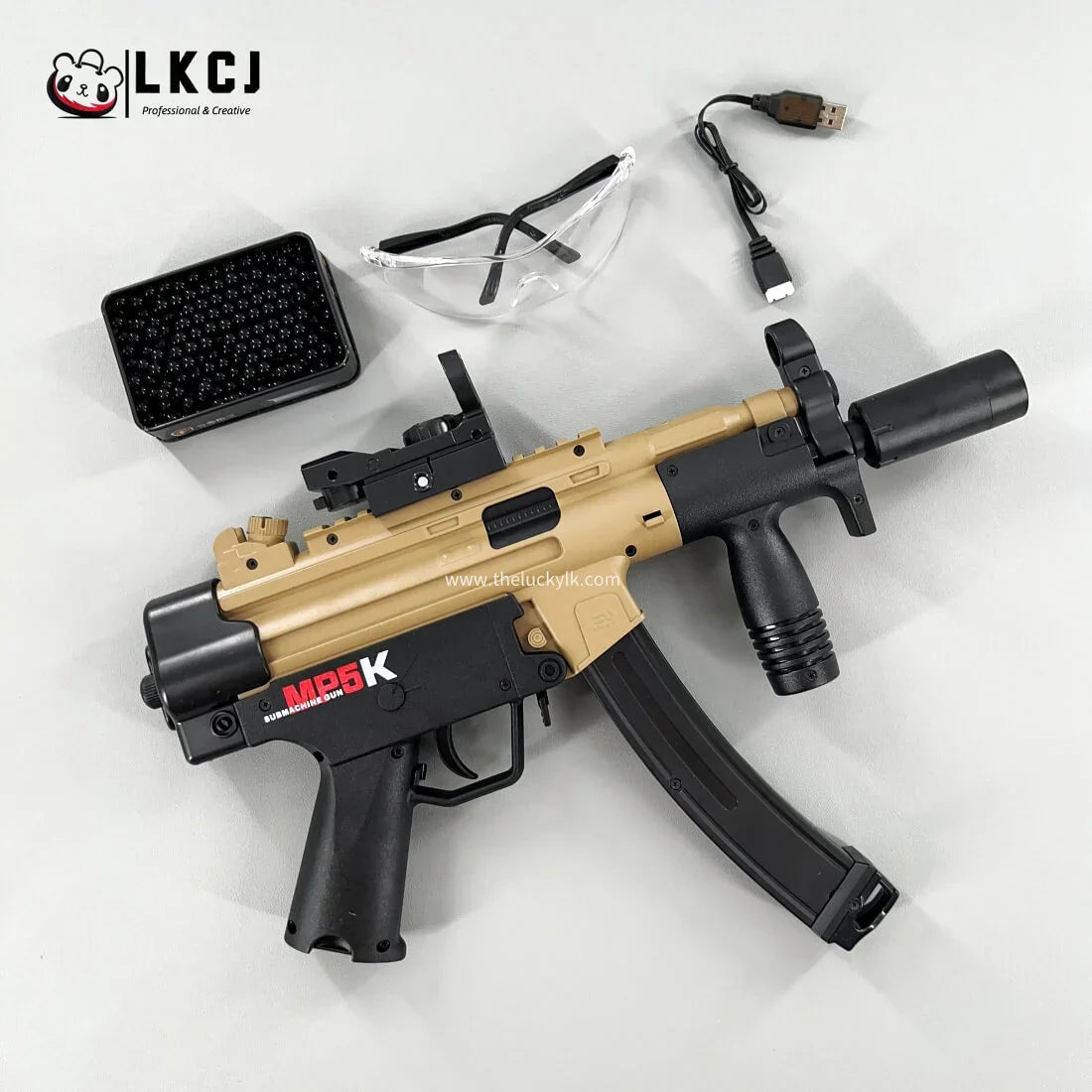 Exquisite Engraving MP5K Gel Blaster High Rate of Fire Smooth Shooting With 7 Colors of Lighted Silencer