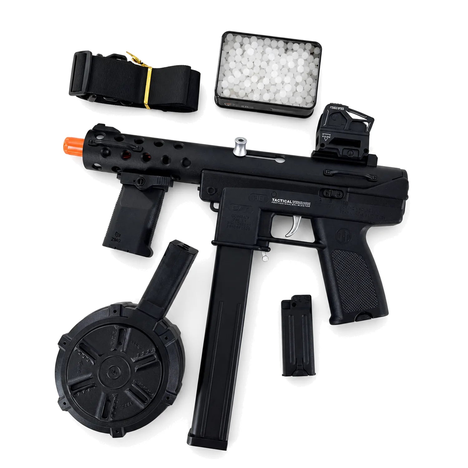 Gold/Sliver TEC9 Gel Blaster With 7 Colors of Lighted Silencer