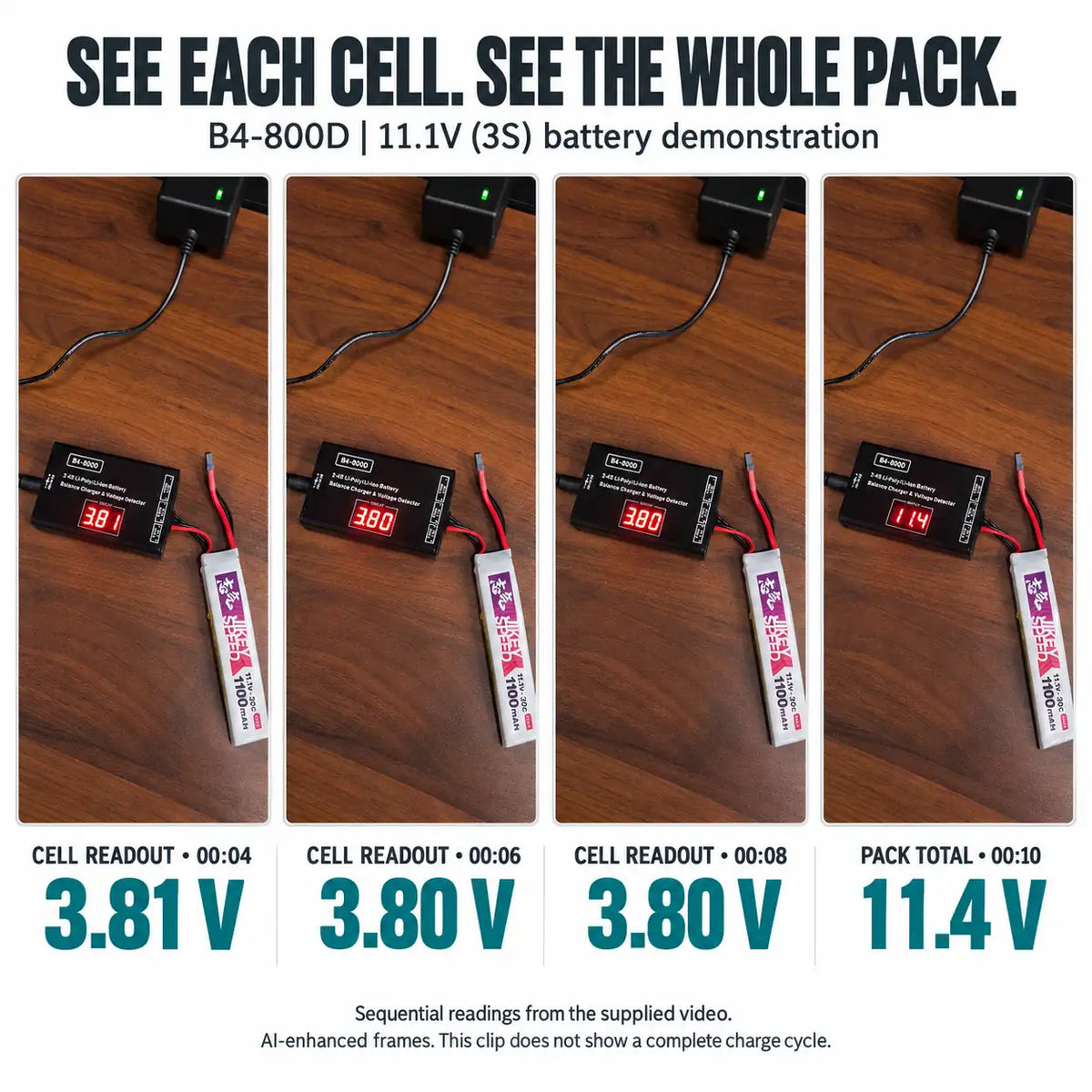 B4-800D Balance Charger for Gel Blaster Batteries – 7.4V & 11.1V LiPo, Digital Voltage Displa