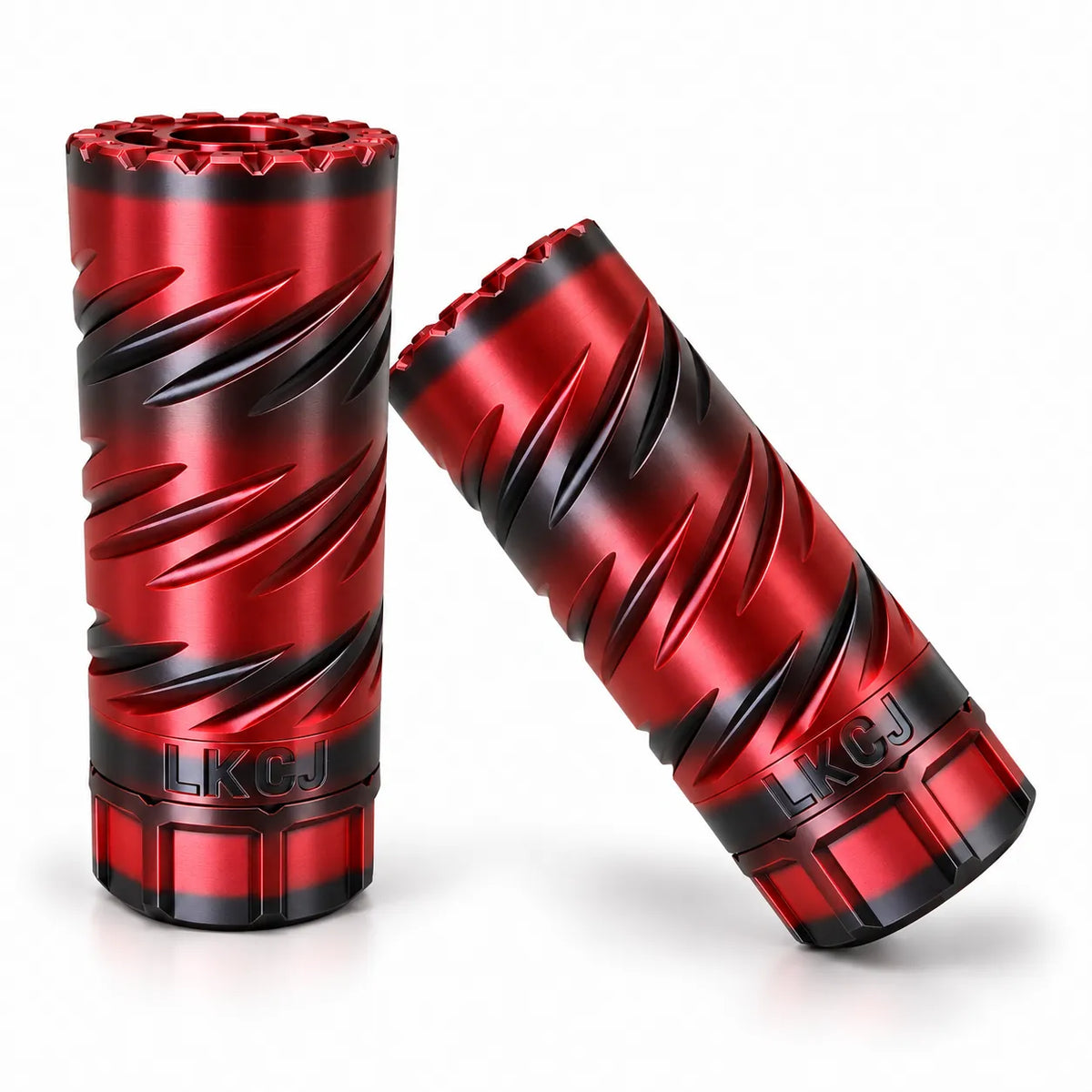 LKCJ Willow Leaf smoke tracer in Devil Red with red and black coloring and diagonal grooves