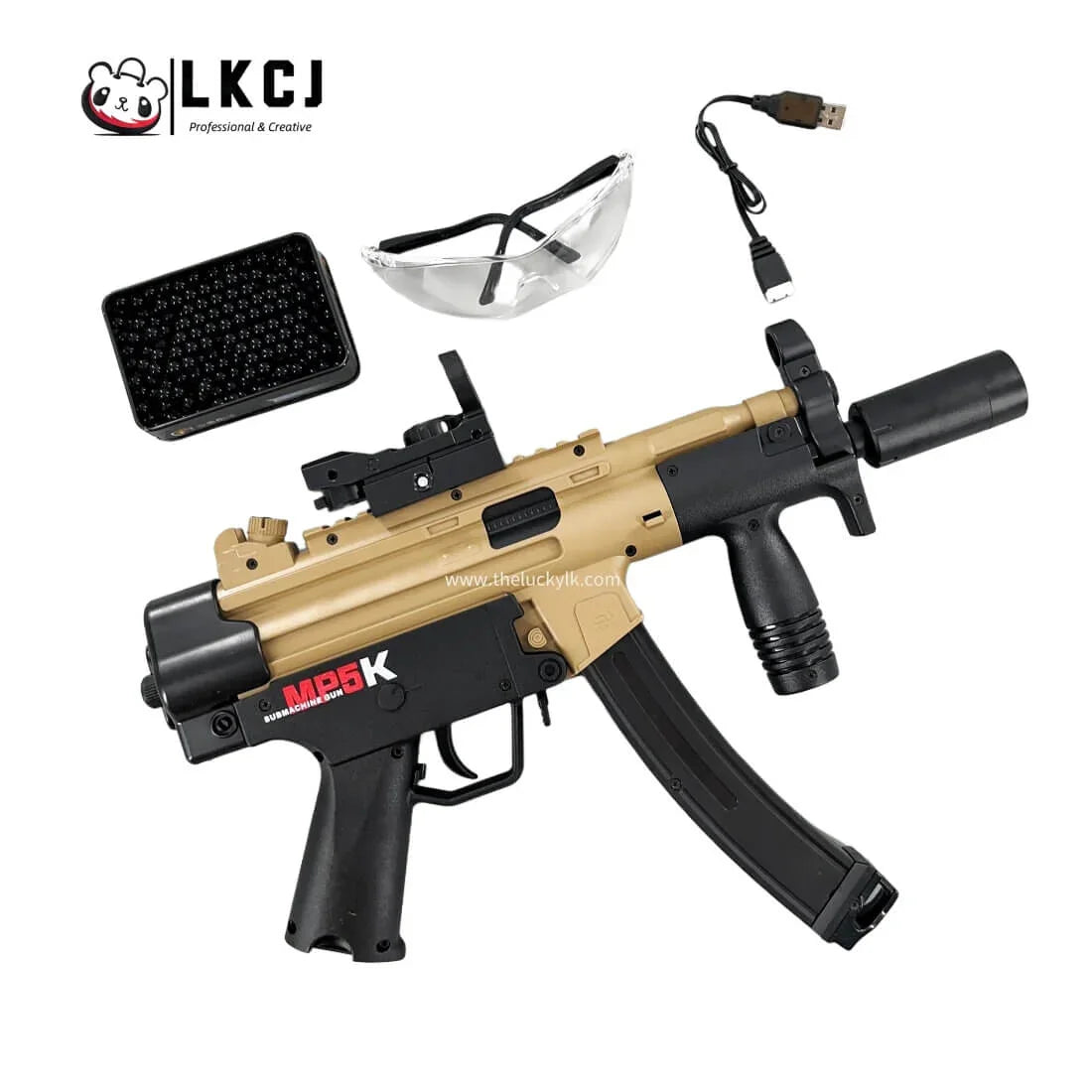 Exquisite Engraving MP5K Gel Blaster High Rate of Fire Smooth Shooting With 7 Colors of Lighted Silencer LKCJ