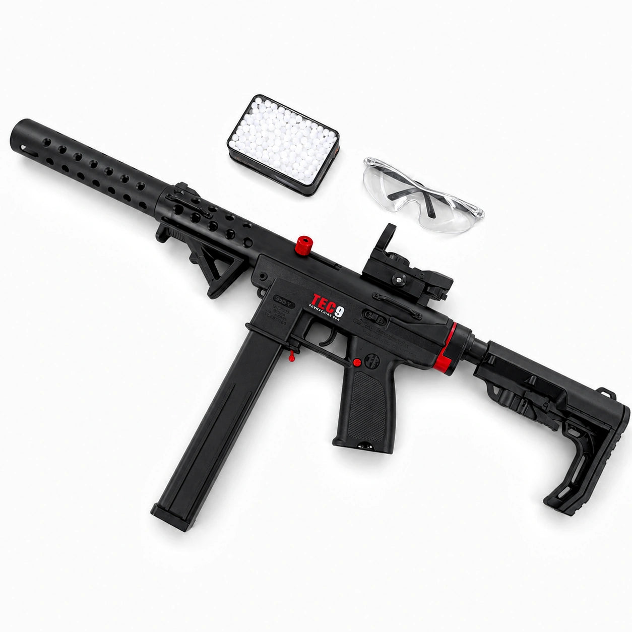 Gold/Sliver TEC9 Gel Blaster With 7 Colors of Lighted Silencer