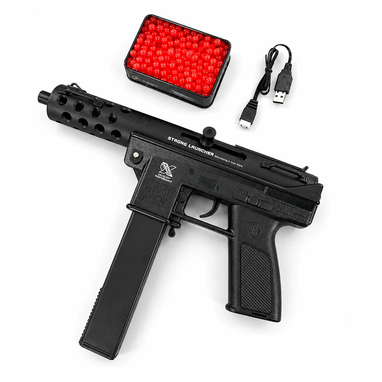Gold/Sliver TEC9 Gel Blaster With 7 Colors of Lighted Silencer