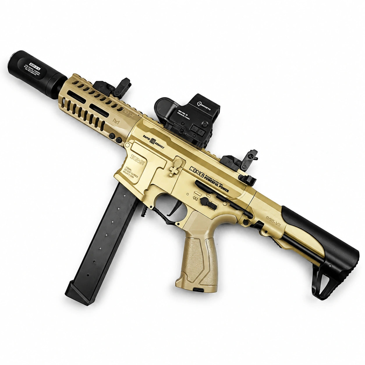 Exquisite Engraving ARP9 Gel Blaster High Rate of Fire Smooth Shooting With 7 Colors of Lighted Silencer
