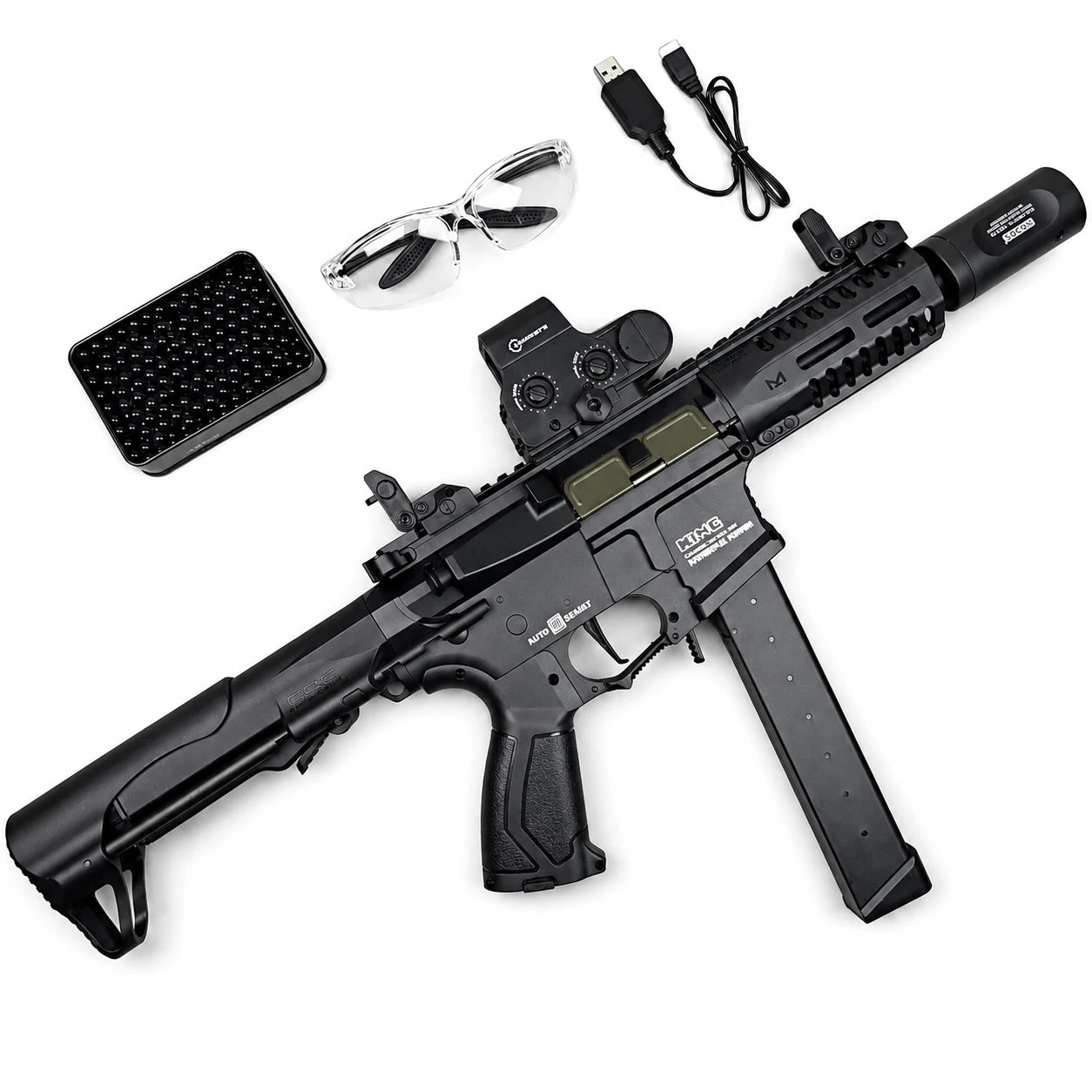 Exquisite Engraving ARP9 Gel Blaster High Rate of Fire Smooth Shooting With 7 Colors of Lighted Silencer