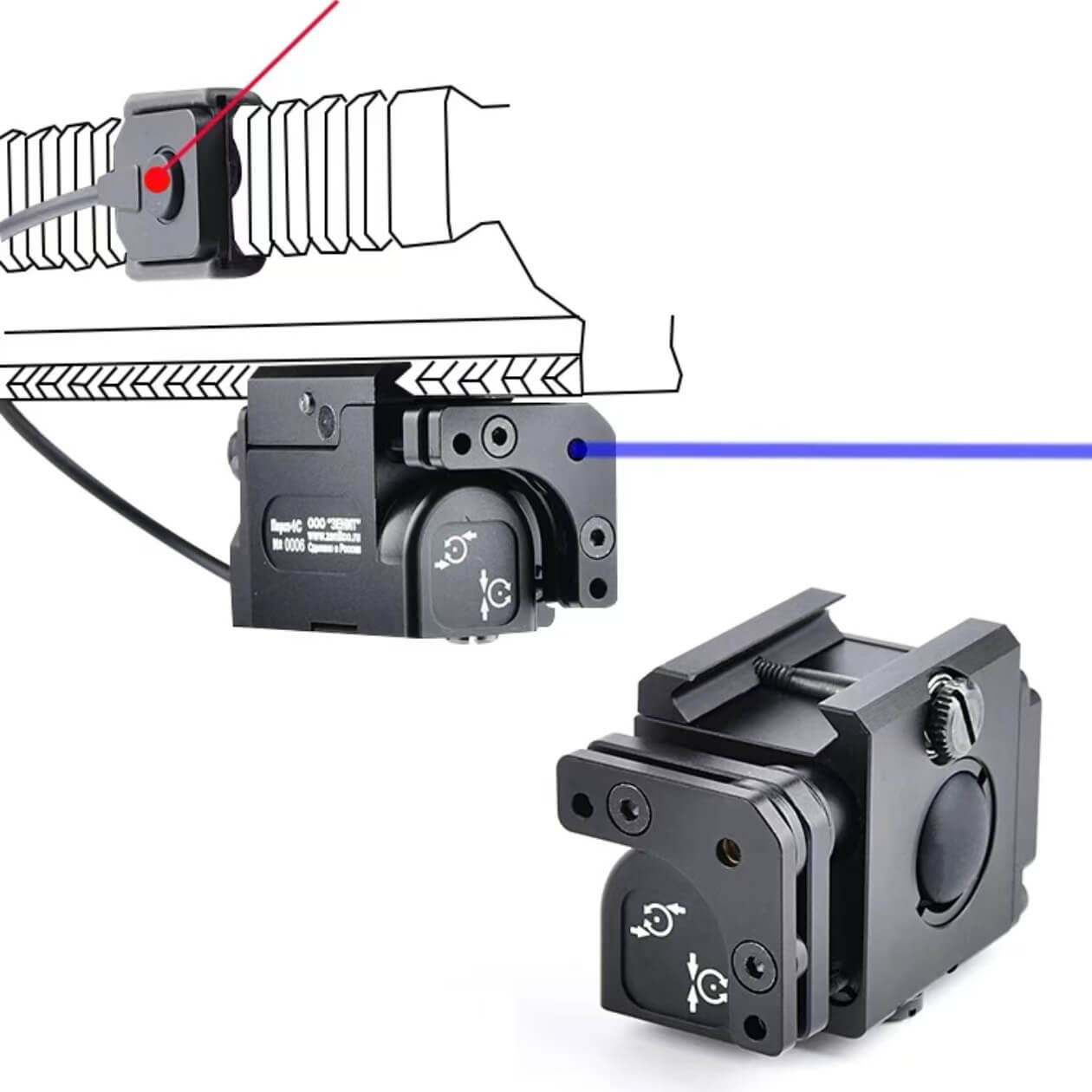 USB Rechargeable Mini Laser With Adjustable Rail  Adapts to 20-23mm Rails LKCJ