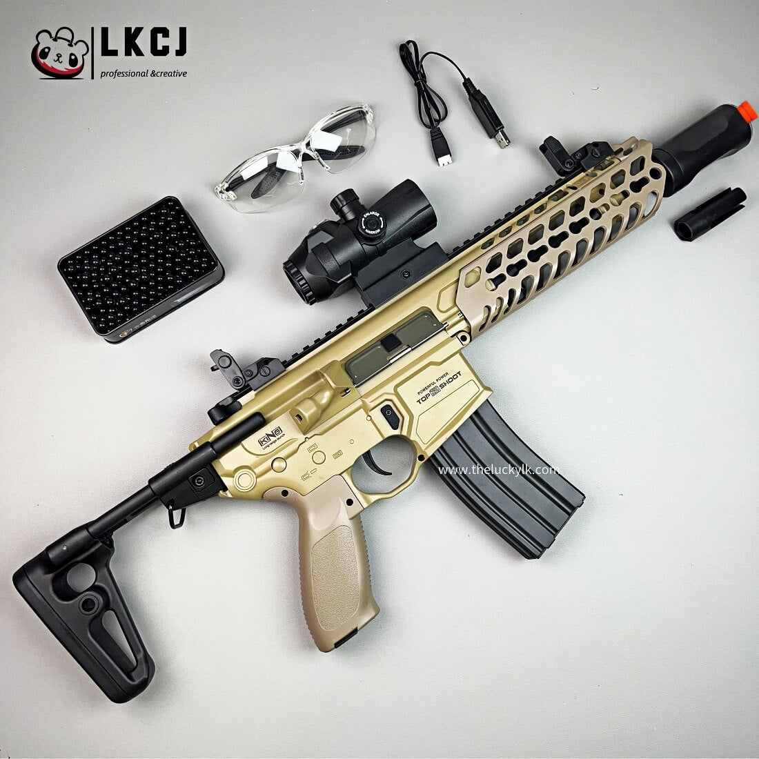 Exquisite Engraving MCX Gel Blaster High Rate of Fire  Smooth Shooting With 7 Colors of Lighted Silencer