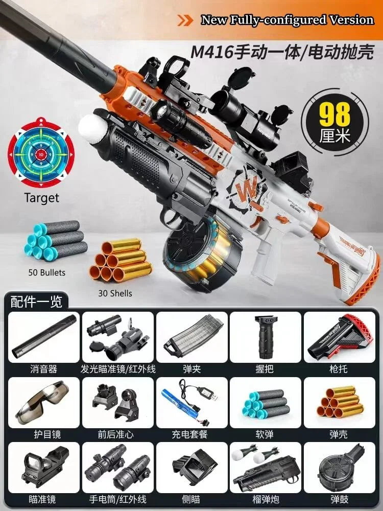 Electric M416 Rifle With Shell Ejecting Nerf Toy Gun LKCJ
