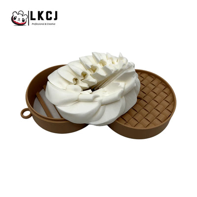 Realistic 3D Printed Bun (Baozi) Stress Relief Toy with Steamer - Eco-Friendly PLA