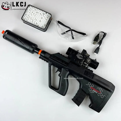 Mini Aug Gel Blaster With 7 Colors of Lighted Silencer Recommended Age Range: 10-15 Years