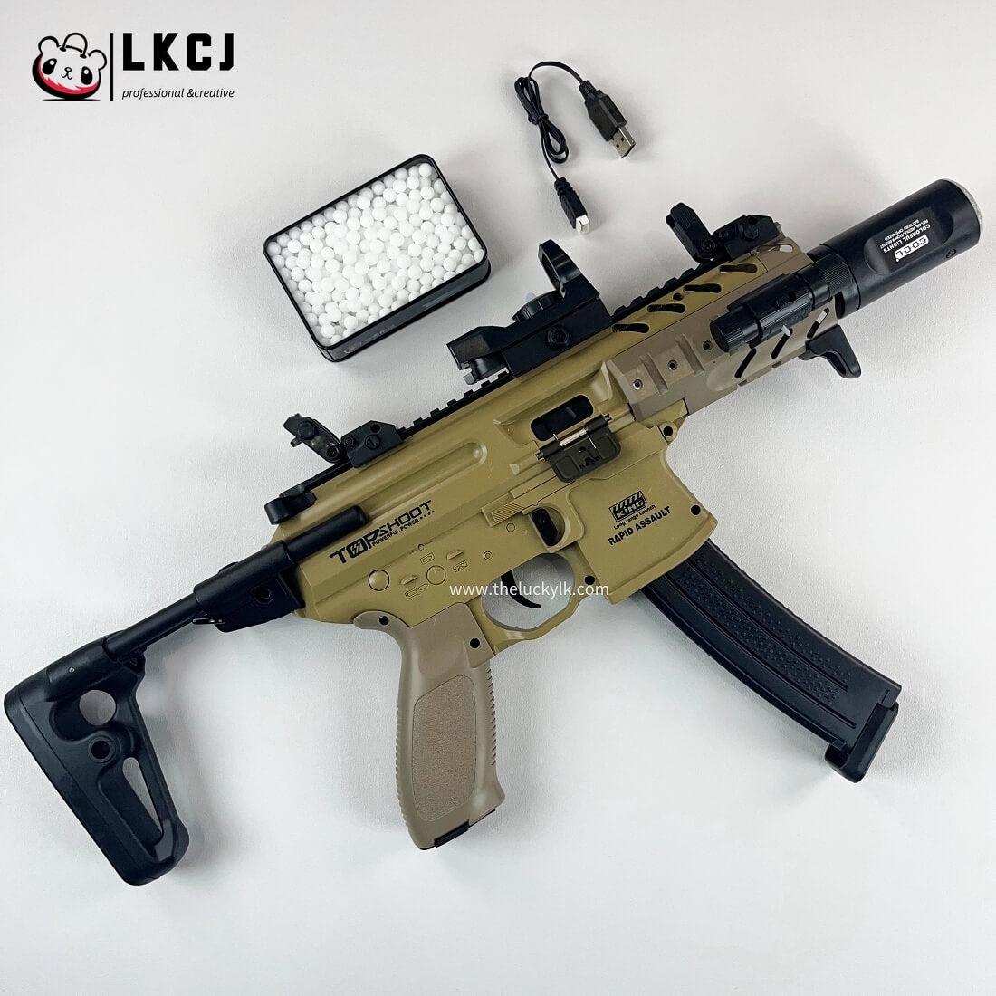 Exquisite Engraving Mpx Gel Blaster High Rate of Fire  Smooth Shooting With 7 Colors of Lighted Silencer