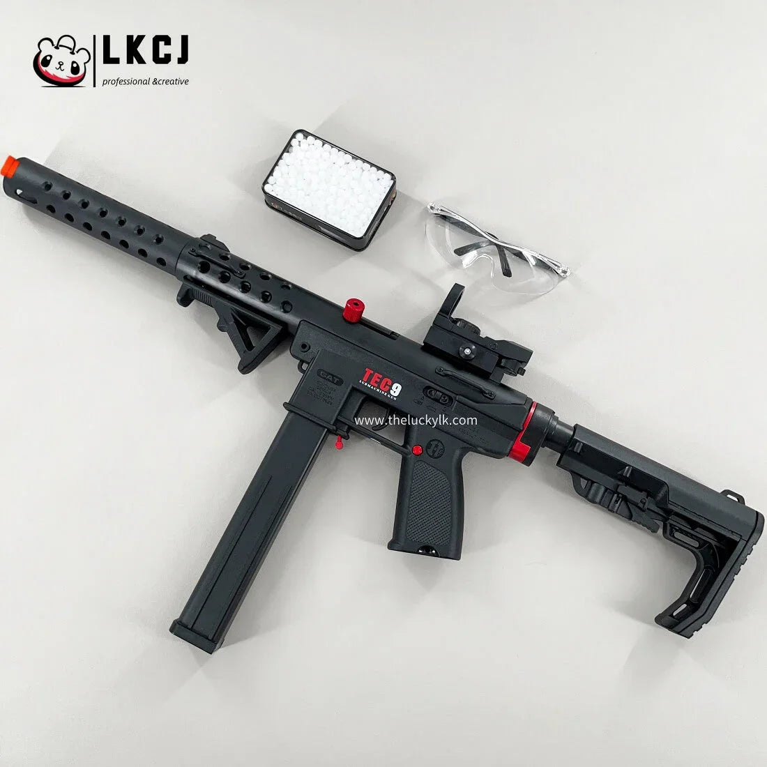 Gold/Sliver TEC9 Gel Blaster With 7 Colors of Lighted Silencer LKCJ