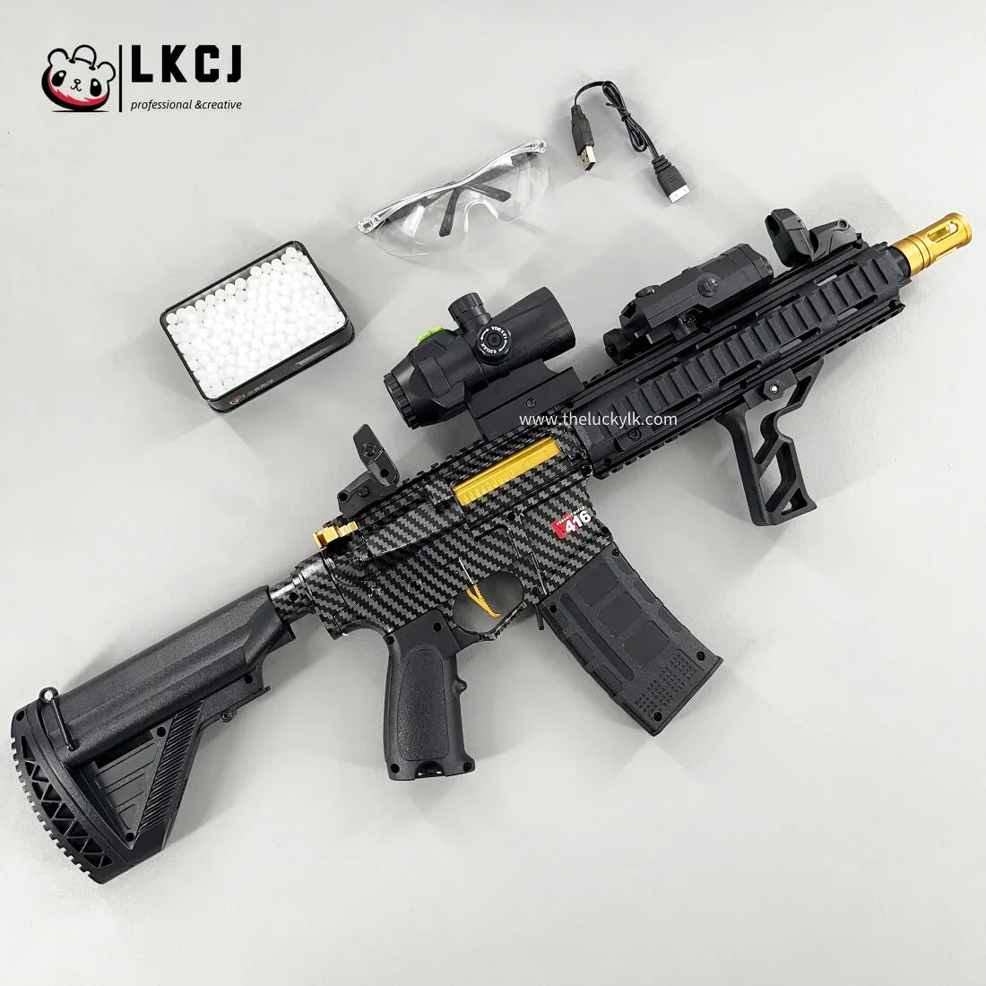 Carbon Fiber Gold Embellished M416 Gel Blaster