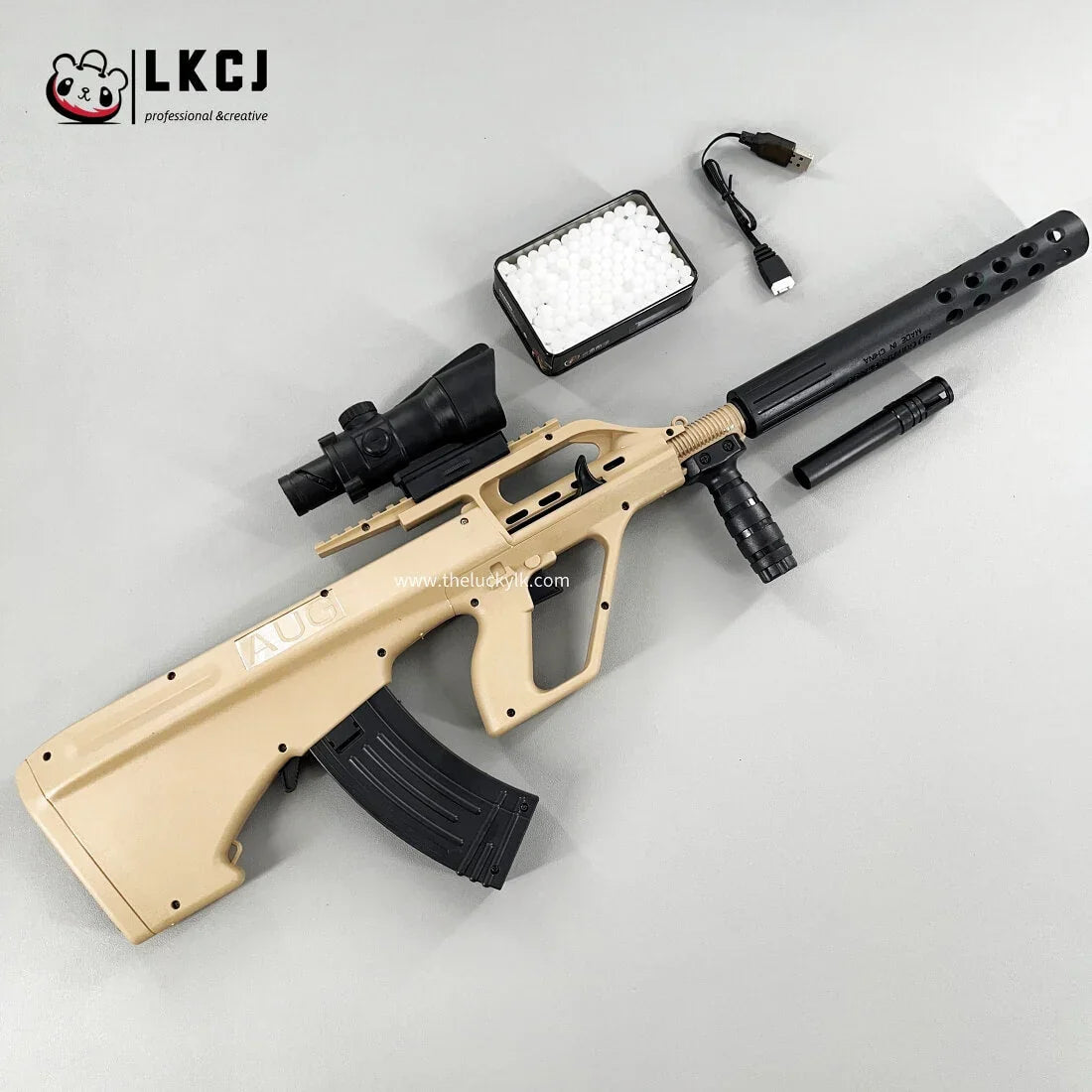 Mini Aug Gel Blaster With 7 Colors of Lighted Silencer Recommended Age Range: 10-15 Years LKCJ