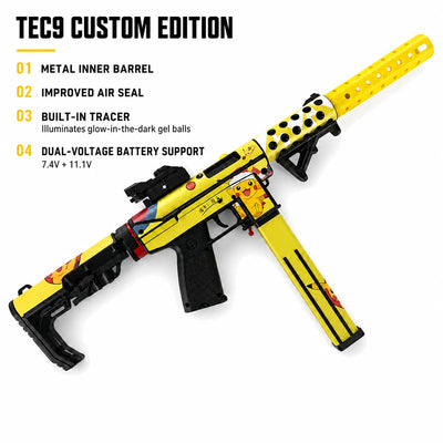 Gold/Sliver TEC9 Gel Blaster With 7 Colors of Lighted Silencer