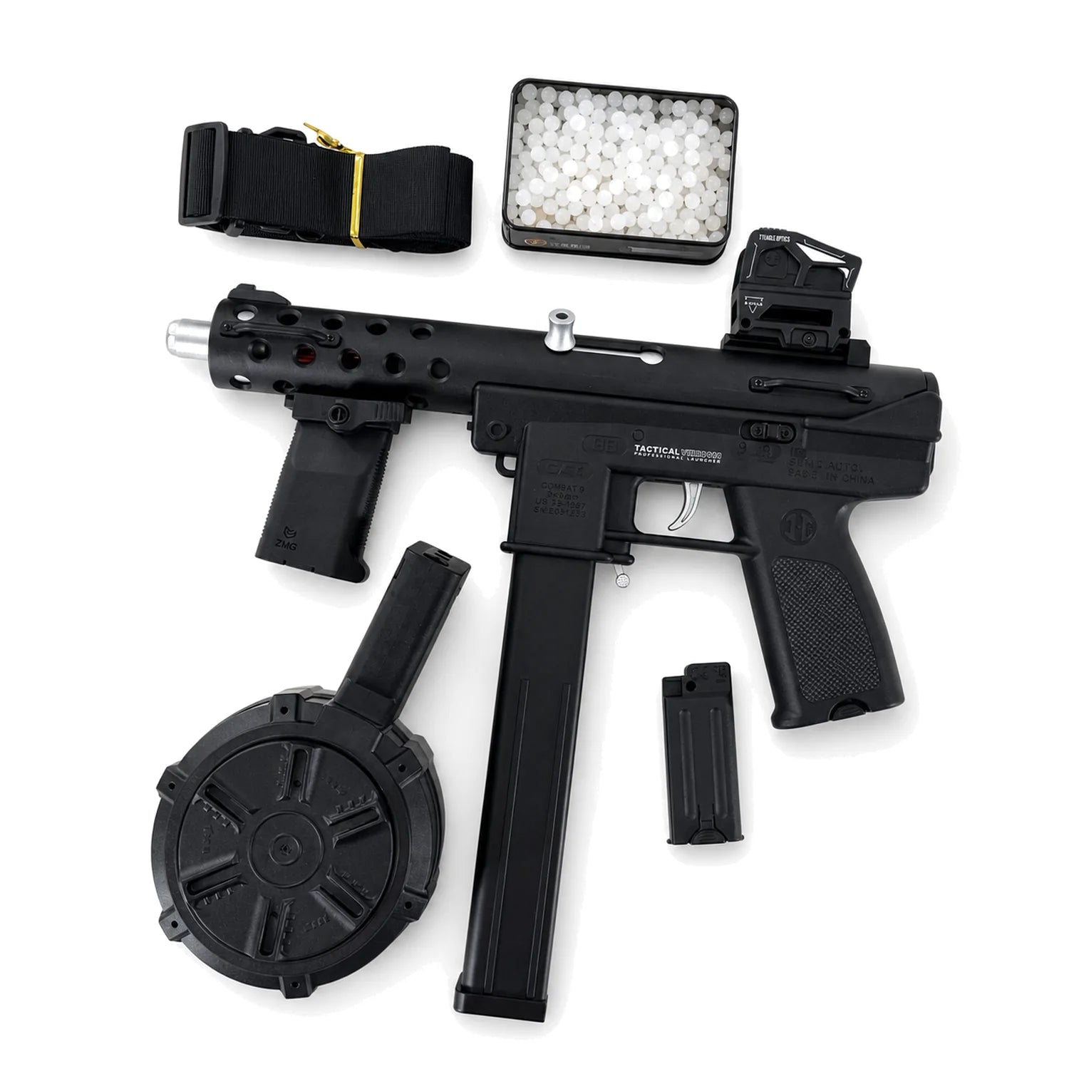 Gold/Sliver TEC9 Gel Blaster With 7 Colors of Lighted Silencer