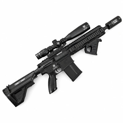 Exquisite Engraving HK417 Gel Blaster High Rate of Fire  Smooth Shooting With 7 Colors of Lighted Silencer
