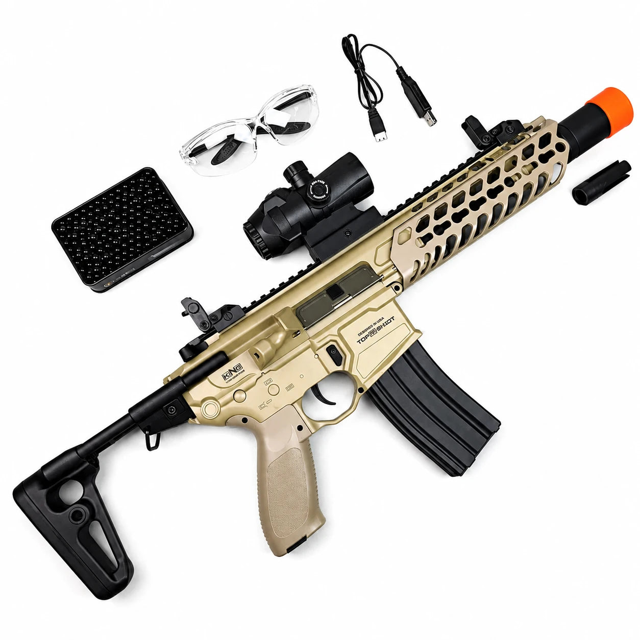 Exquisite Engraving MCX Gel Blaster High Rate of Fire  Smooth Shooting With 7 Colors of Lighted Silencer