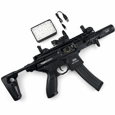 Exquisite Engraving Mpx Gel Blaster High Rate of Fire  Smooth Shooting With 7 Colors of Lighted Silencer