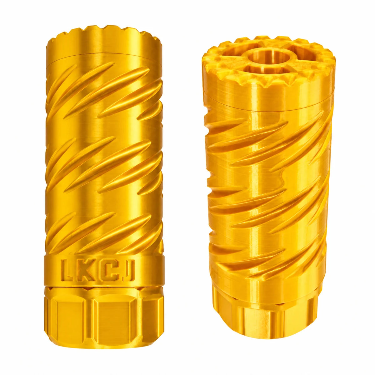LKCJ Willow Leaf smoke tracer unit in Gold, shown from two angles
