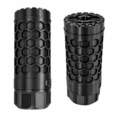 LKCJ Honeycomb smoke tracer unit in Silk Black, shown from two angles