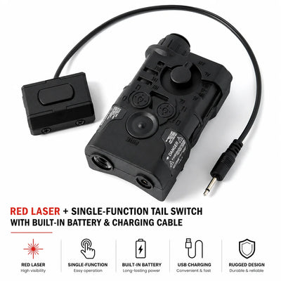 Red Laser + Single-Function Tail Switch with Built-in Battery and Charging Cable