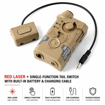 Red Laser + Single-Function Tail Switch with Built-in Battery and Charging Cable
