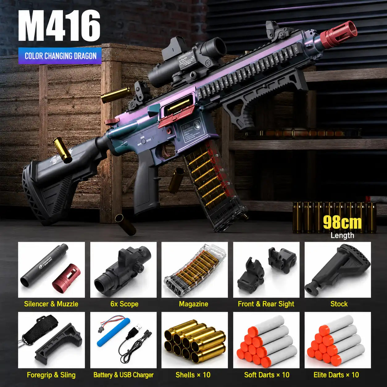 Electric M416 Rifle With Shell Ejecting Nerf Toy Gun