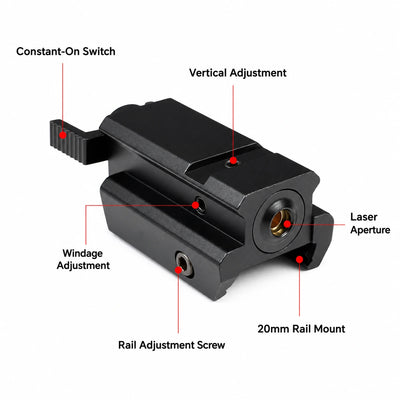 Mini Metal Red Laser With 20mm Adjustable Rail
