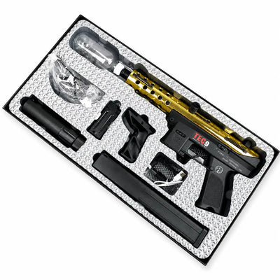 Gold/Sliver TEC9 Gel Blaster With 7 Colors of Lighted Silencer