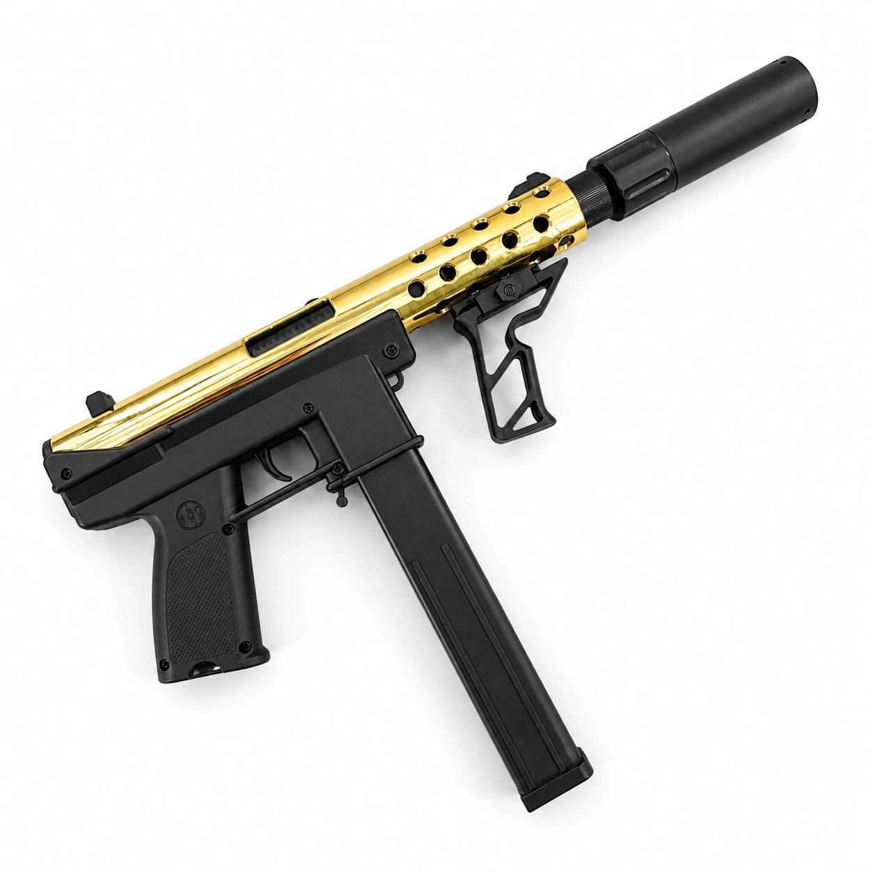 Gold/Sliver TEC9 Gel Blaster With 7 Colors of Lighted Silencer