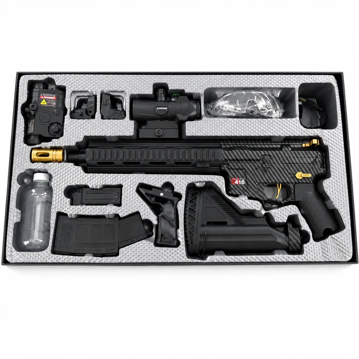 Carbon Fiber Gold Embellished M416 Gel Blaster