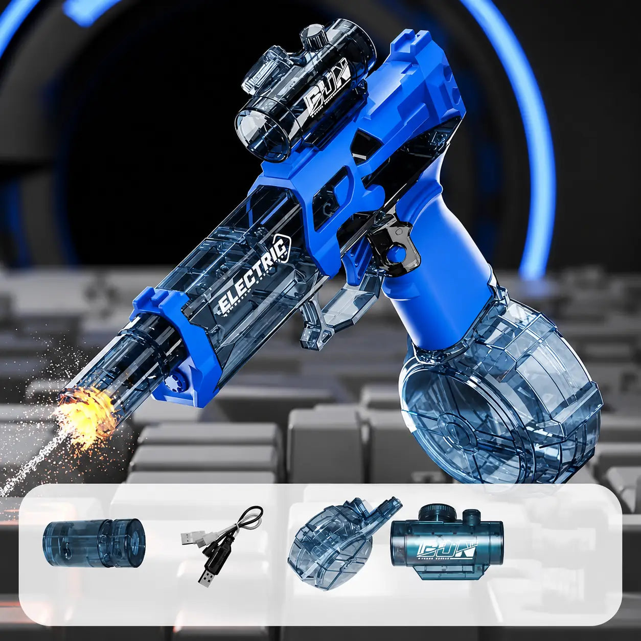 Electric Blowback Ice Tiger Water Gun With Light Tracer