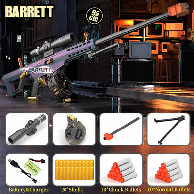Electric/Manual Drum Version of the Barrett Sniper Soft Bullet Toygun Automatic Shell Ejecting