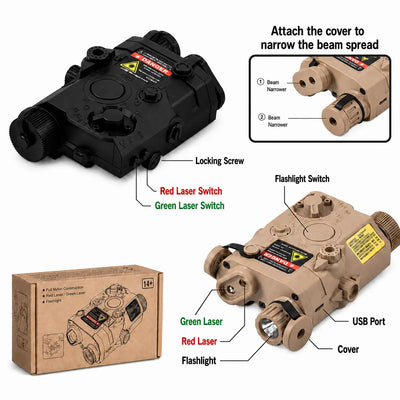 Red Laser+Green Laser+Flashlight Multifunctional Tactical Beam Battery Case