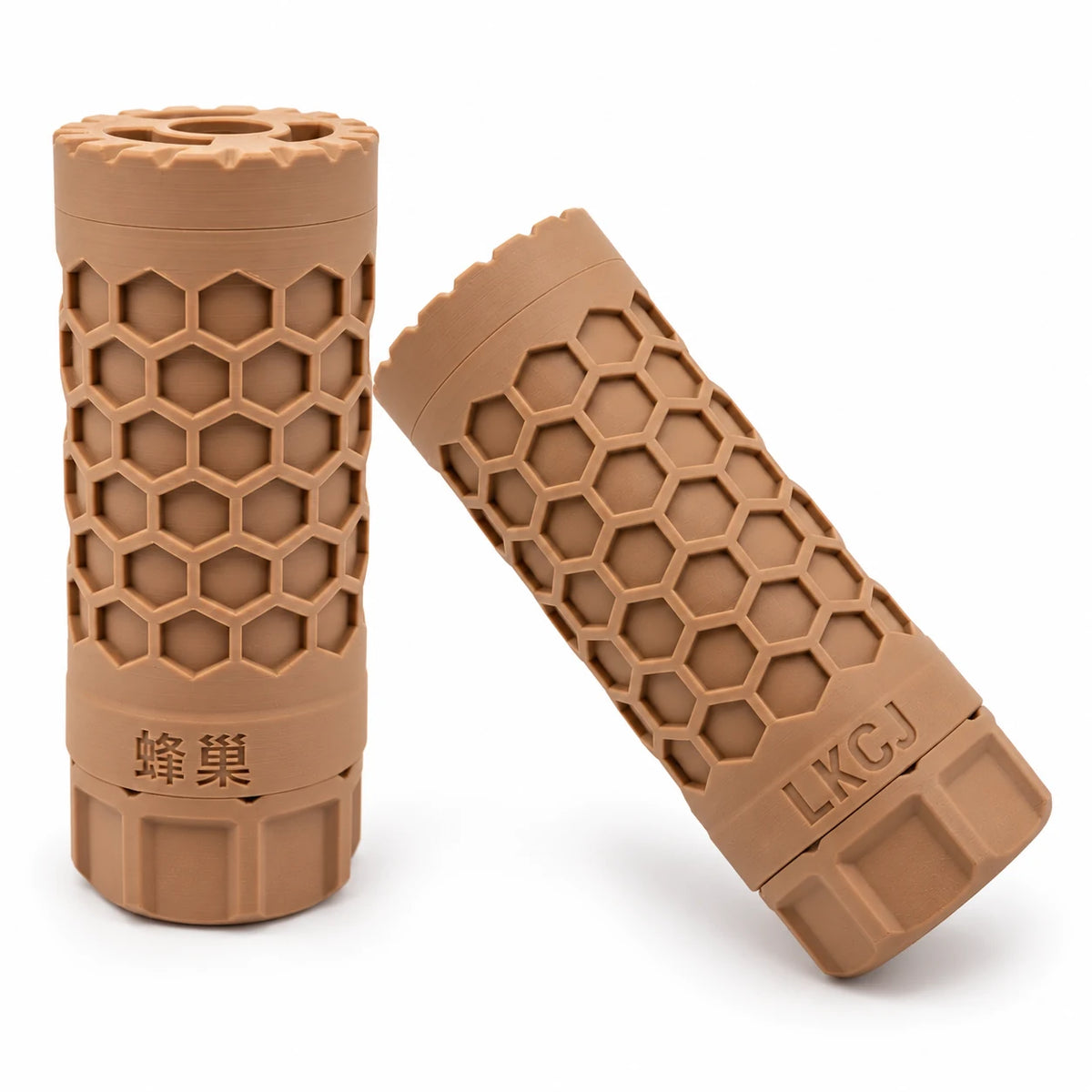 LKCJ HONEYCOMB smoke tracer unit in Sand, shown from two angles