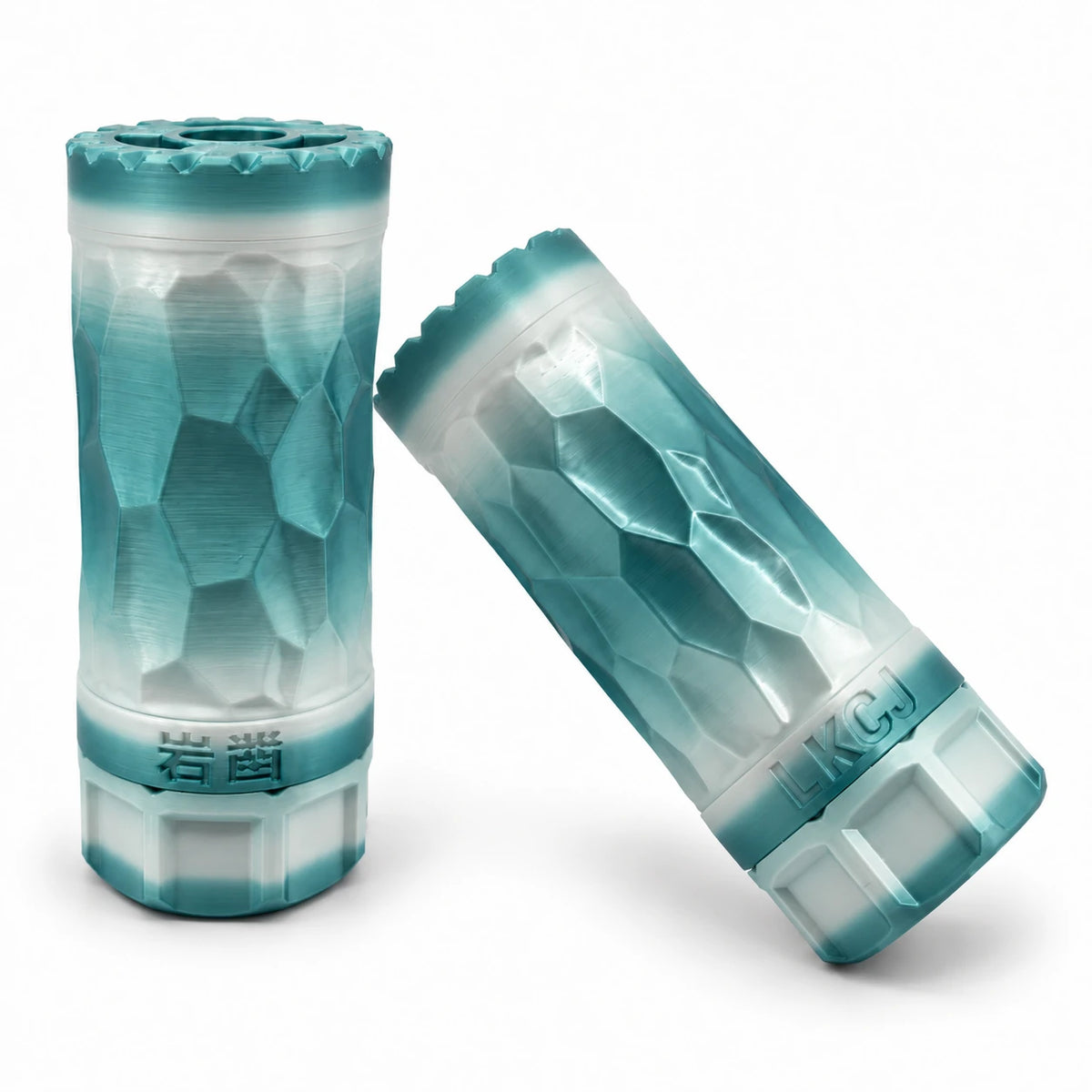 LKCJ Rock Carved smoke tracer unit in Glacier Blue, shown from two angles