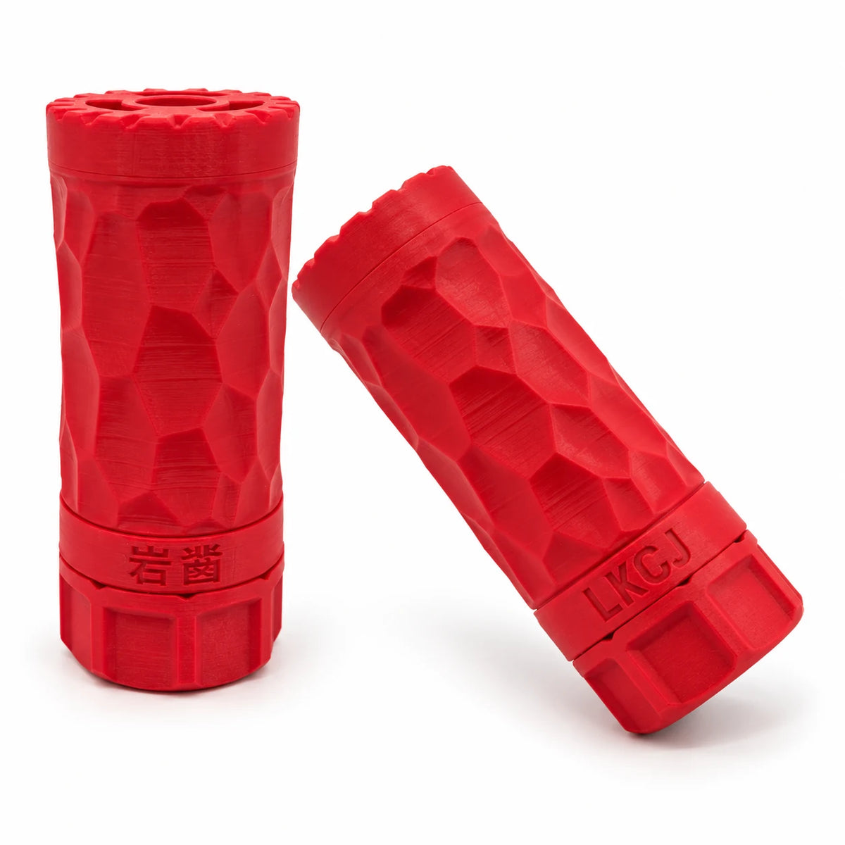 LKCJ Rock Carved smoke tracer unit in Red, shown from two angles