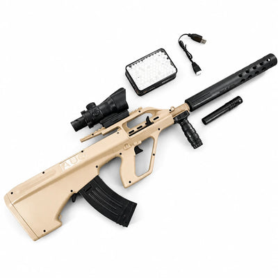 Mini Aug Gel Blaster With 7 Colors of Lighted Silencer Recommended Age Range: 10-15 Years